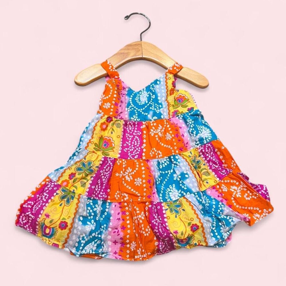 Unique Bandhani baby flair cotton dress, festive, rajasthani frock 12m